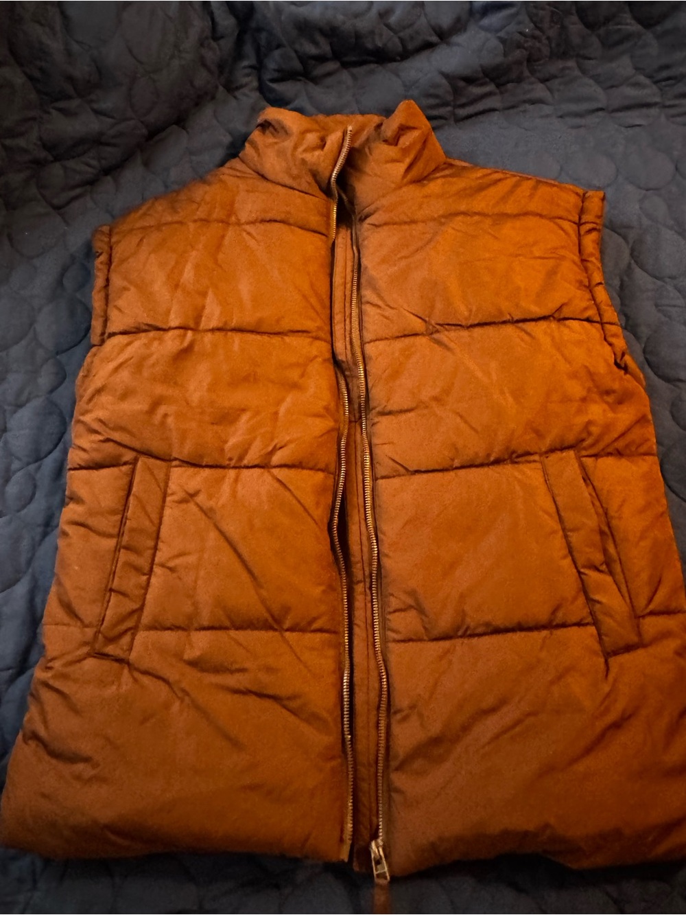Kyodan Men's Quilted Rust Orange Puffer Vest